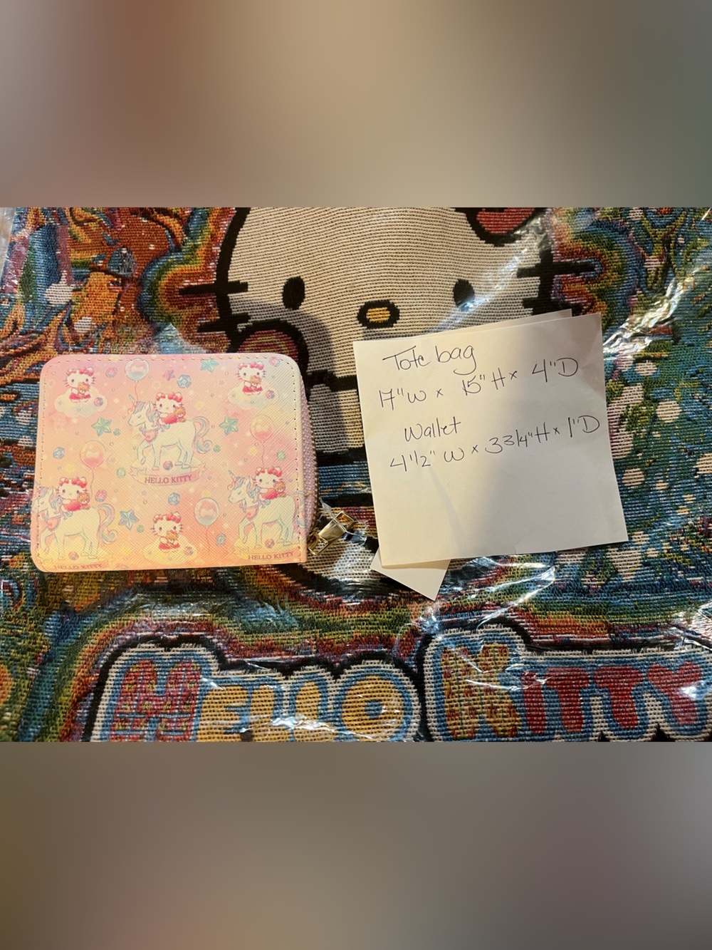 Hello Kitty Large Tapestry Zip Top Tote Bag & Zip Up Pink Wallet NWT’s Bundle - Picture 5 of 8